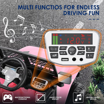 2-Seater Electric Ride-On Toy Truck for Kids with Bluetooth MP3 and Remote Control - 12V
