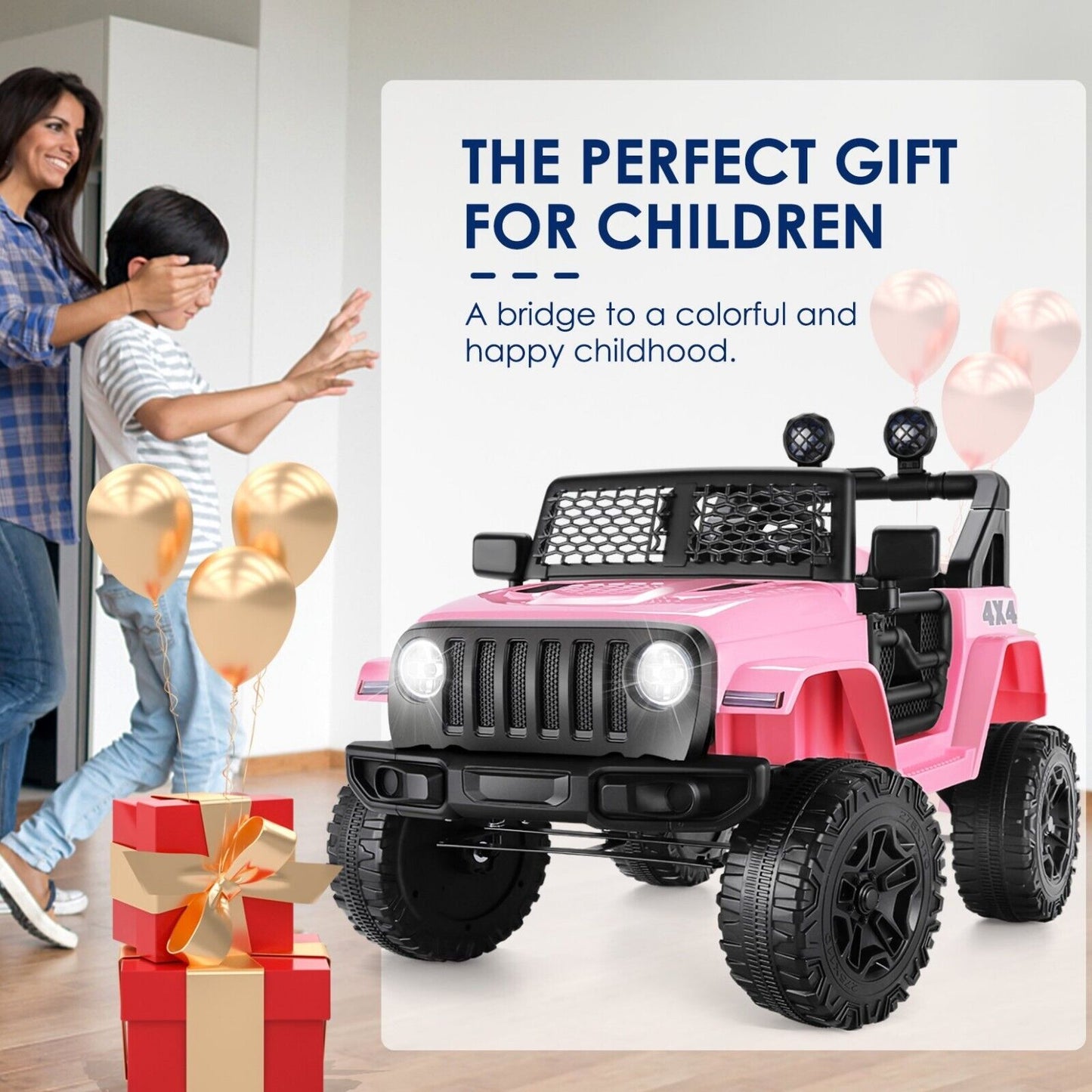 12V Pink Kids Electric Ride-On Car with Remote Control and MP3 Player