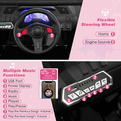 12V Pink Off-Road Truck for Kids with Realistic Horns and Engine Sounds