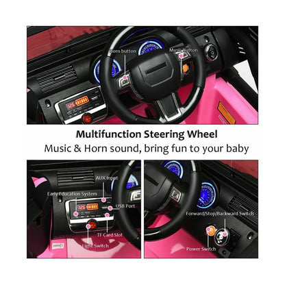 12V Pink Ride On Truck with Remote Control, MP3 Music, and LED Lights for Kids