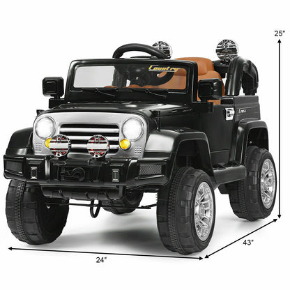 12V RC Remote Control Black Truck Car for Kids - Electric Ride-On Fun!