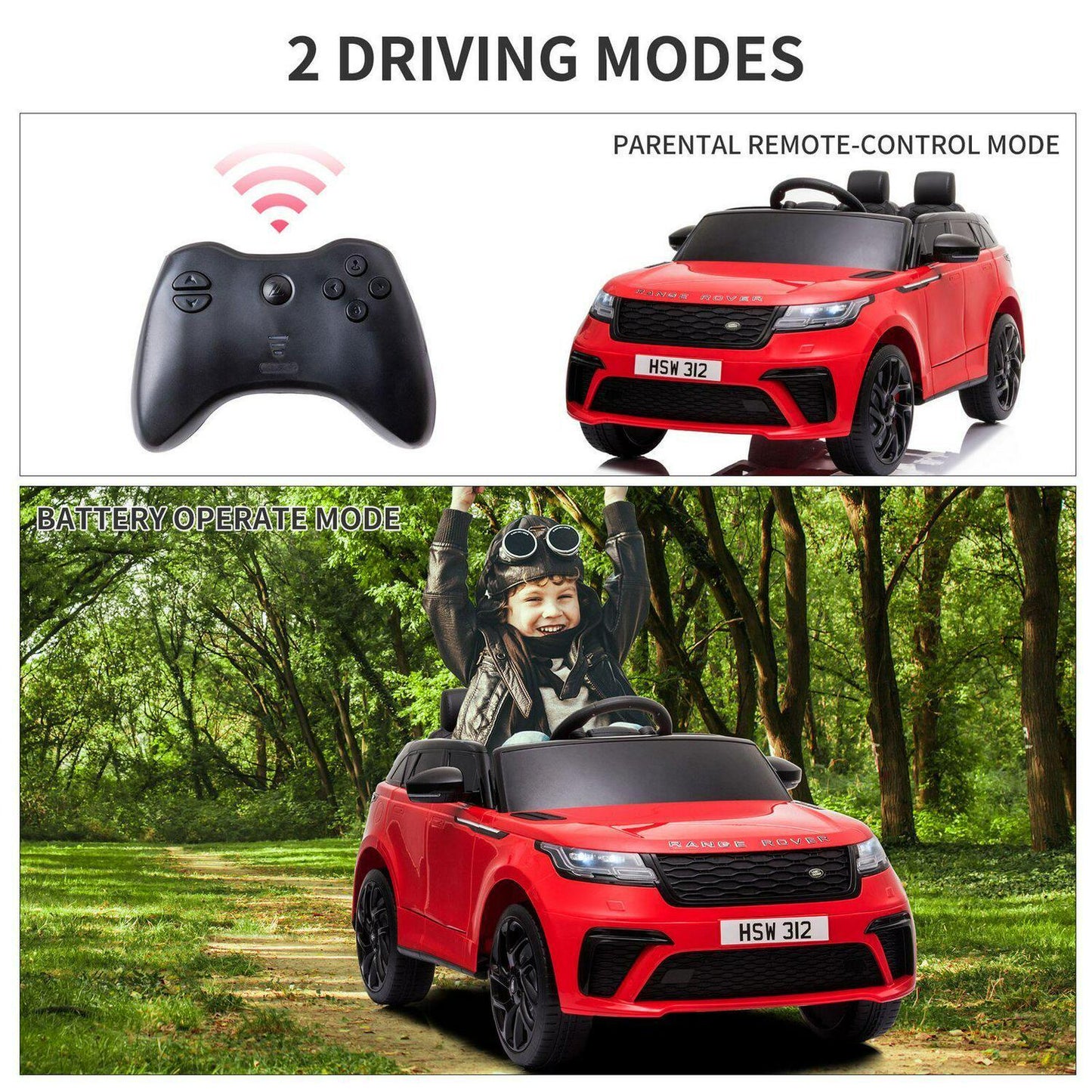 12V Red Land Rover Ride-On Car for Kids with Parental Remote Control - Supports up to 66 lbs