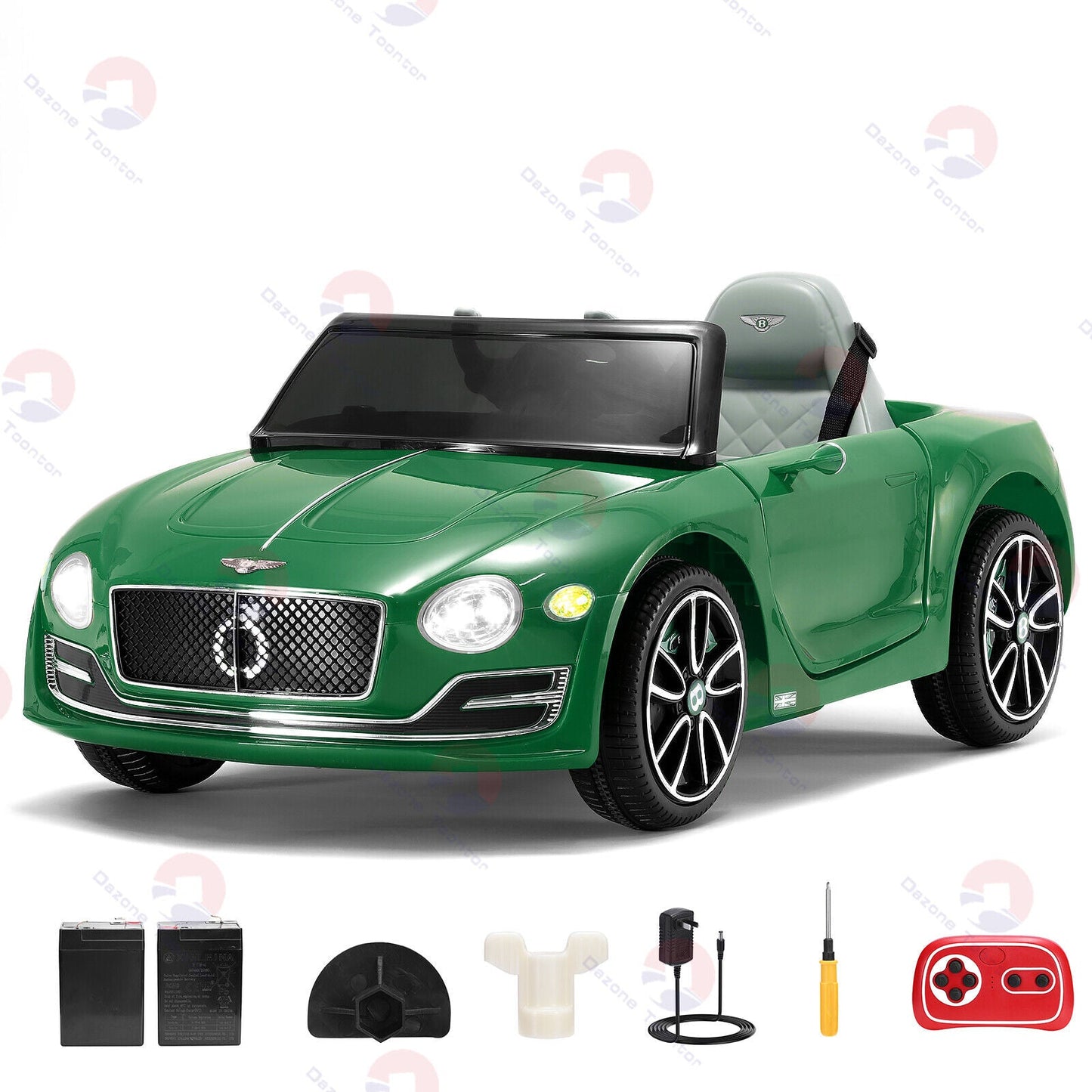 12V Remote Control Bentley Style Electric Ride-On Car with LED Lights for Kids