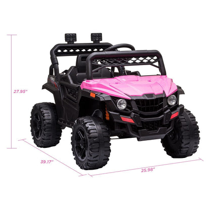 12V Ride On Car Truck Toy with LED Lights, Music, and Seat Belt - Perfect Xmas Gift for Kids with Remote Control
