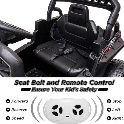 12V Ride-On Car Truck Toy with Remote Control, LED Lights, USB & AUX Ports, and Music Player