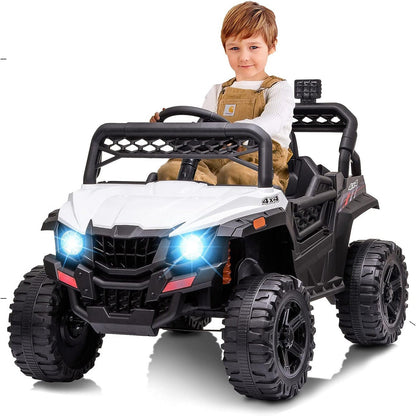 12V Ride-On Car Truck Toy with Remote Control, LED Lights, USB & AUX Ports, and Music Player