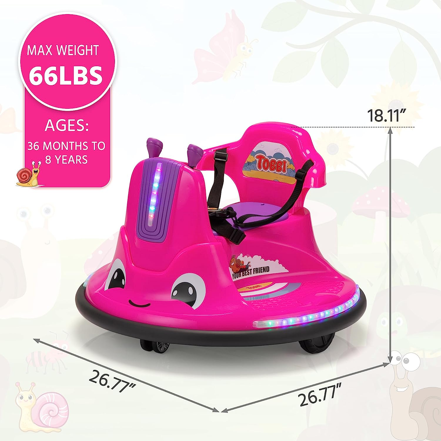 12V Snail Shaped Electric Ride-On Toy for Toddlers with Remote Control