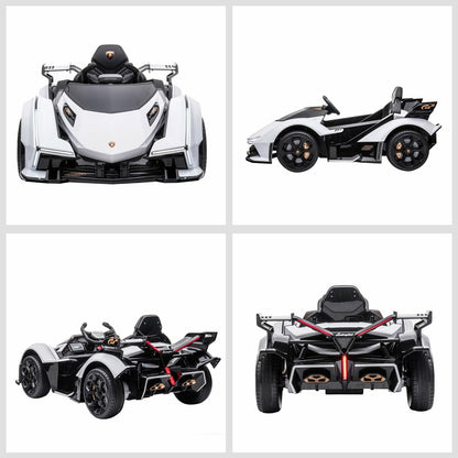 12V White Lamborghini GT Kids Ride-On Sports Car with Remote Control