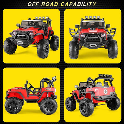 Kids Electric Ride On Jeep with Remote Control, 24V/12V, 3 Speeds, LED Lights
