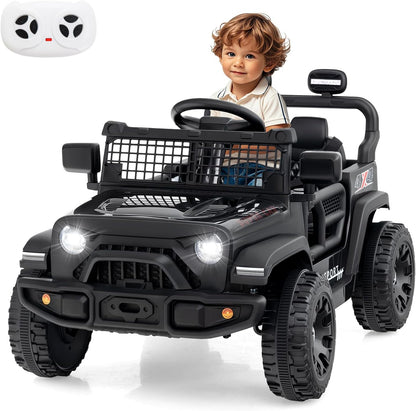 12V Electric Ride On Jeep Toy Car for Kids with Remote Control, USB, Bluetooth, and LED Lights