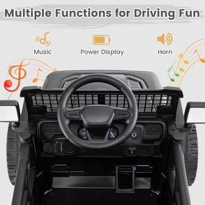 12V Electric Ride On Jeep Toy Car for Kids with Remote Control, USB, Bluetooth, and LED Lights