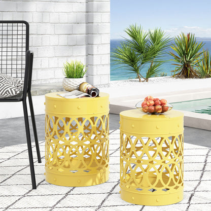 Outdoor Metal Side Table Set of 2