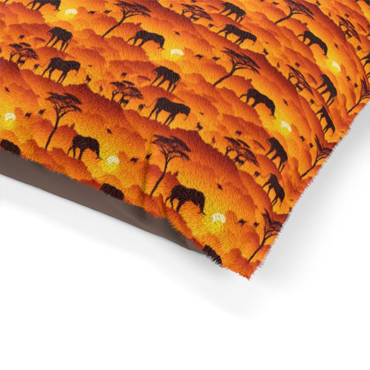 Savanna Sunset Tapestry: Elephants and Acacias in Endless Horizon - Pet Bed Pet Zen