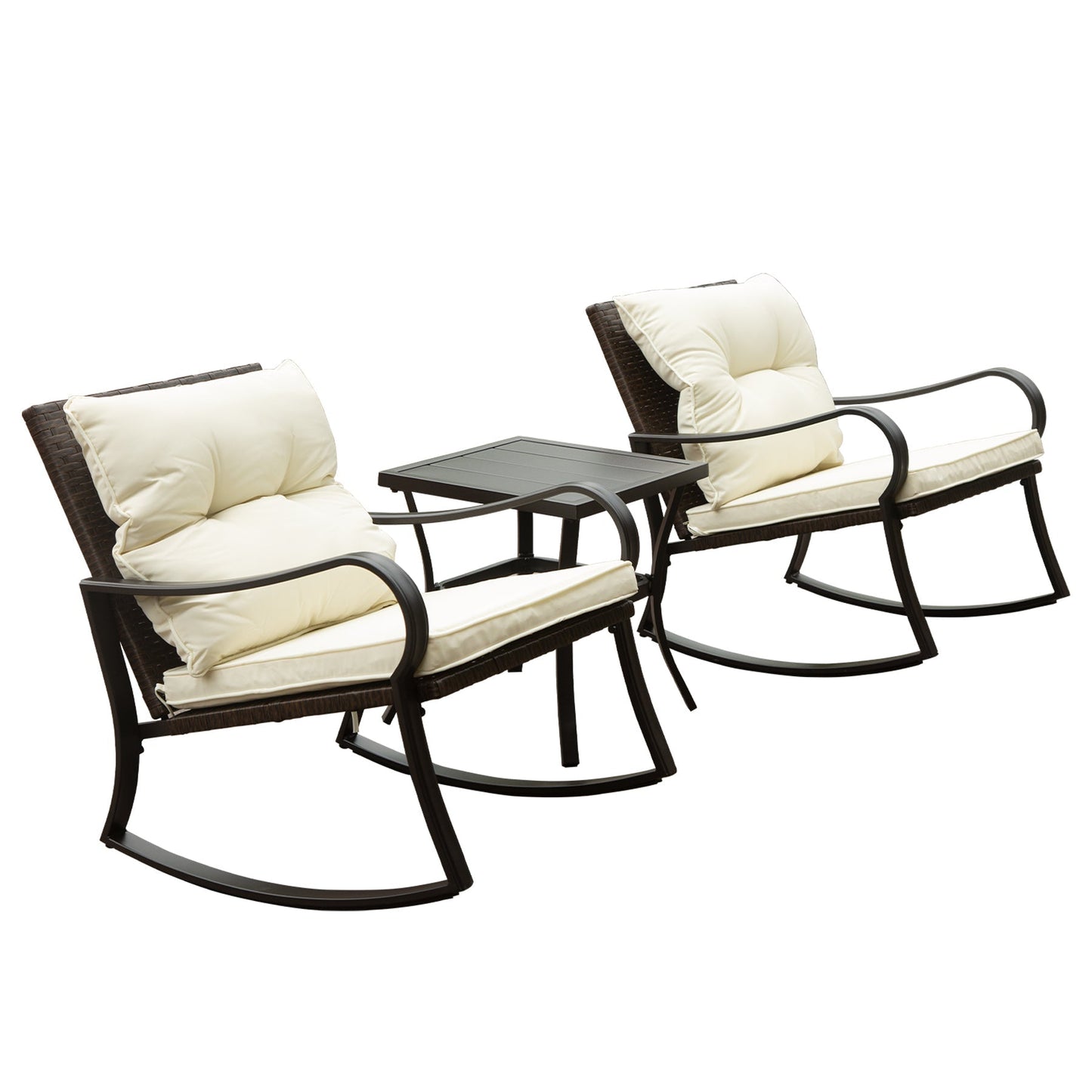 Metal 2 - Person Outdoor Patio Rocking Seating Group with Cushions
