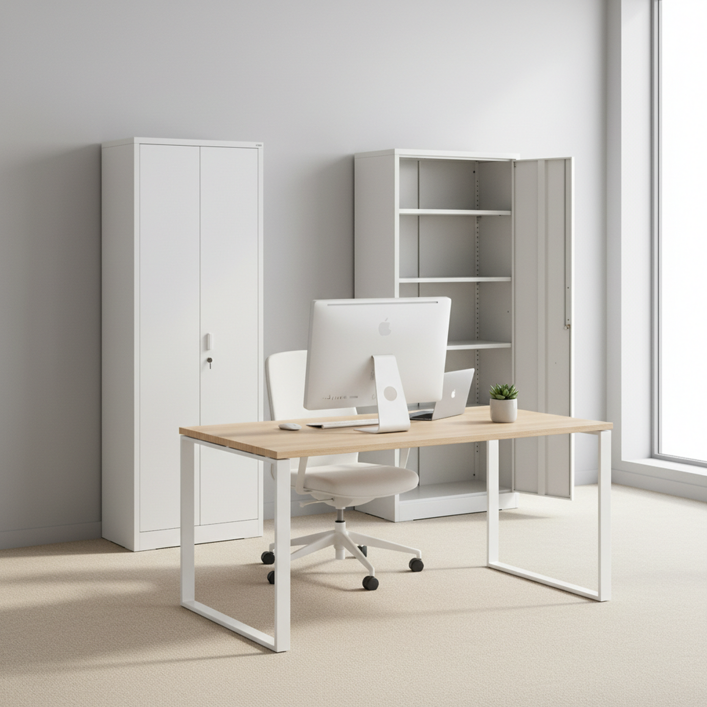 Container Furniture Direct Ironclad 71" Metal Storage Cabinet with Locking Doors and 4 Adjustable Shelves