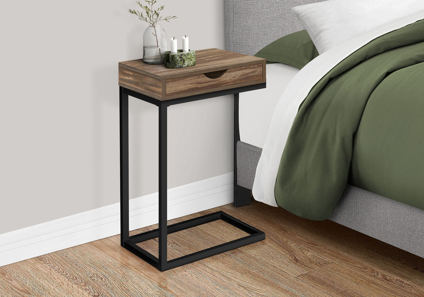 Accent Table, C - Shaped Contemporary Elegant Design
