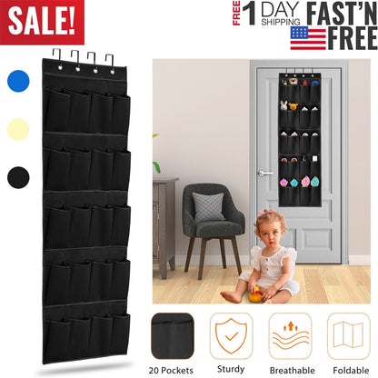 Over the Door Shoes Rack 20-Pocket Organizer 5-Layer Hanging Storage Shelf for Kids Shoes Closet Cabinet Slippers Small Toys