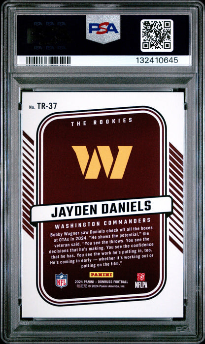 Graded 2024 Panini Donruss Jayden Daniels #TR37 The Rookies Rookie RC Football Card PSA 9 Mint