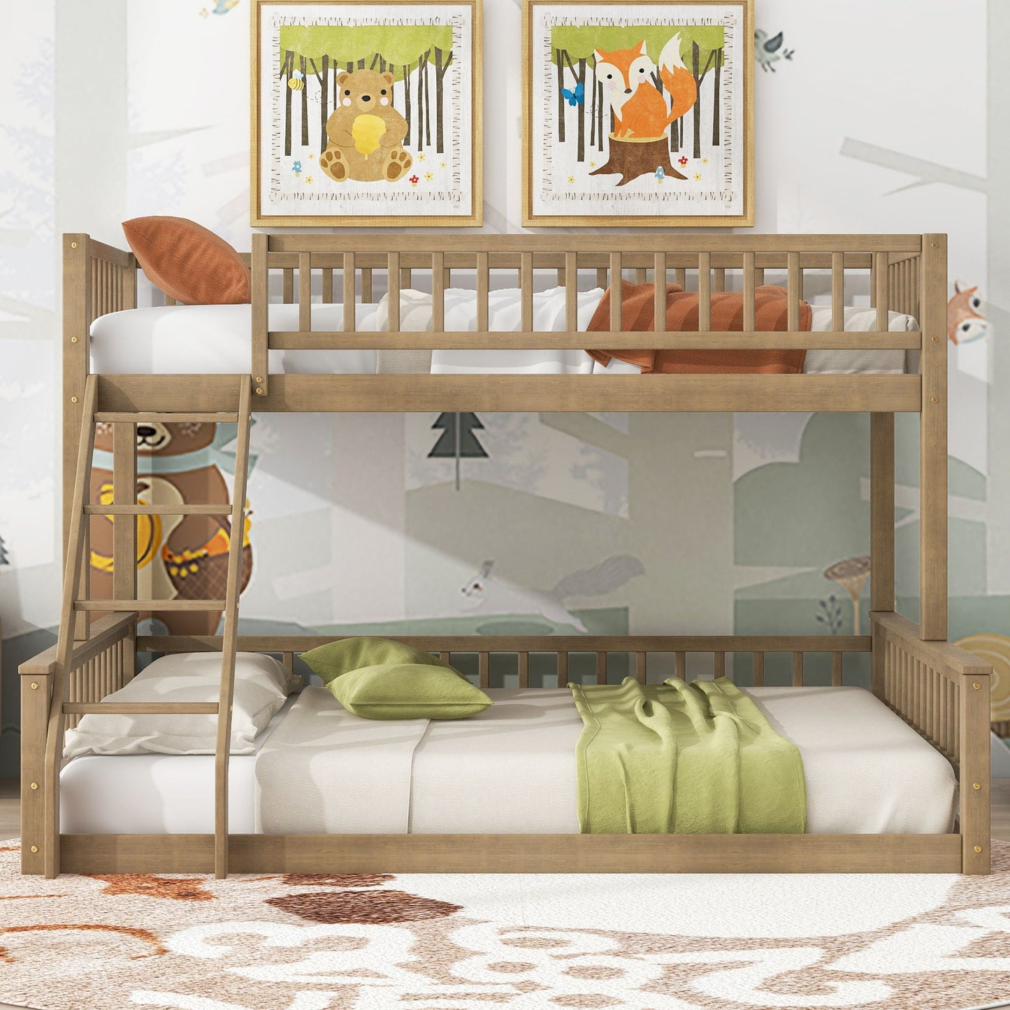 Bunk Bed With Ladder And Guardrails