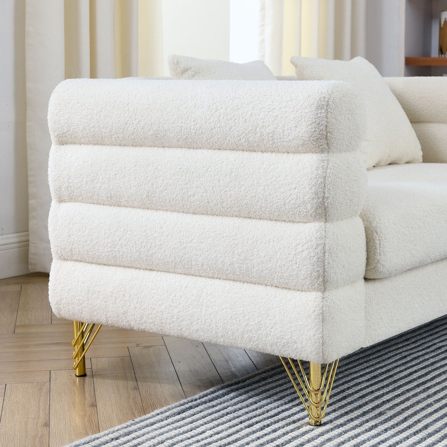 Oversized 2 Seater Sectional Sofa With Deep Seating And 2 Pillows