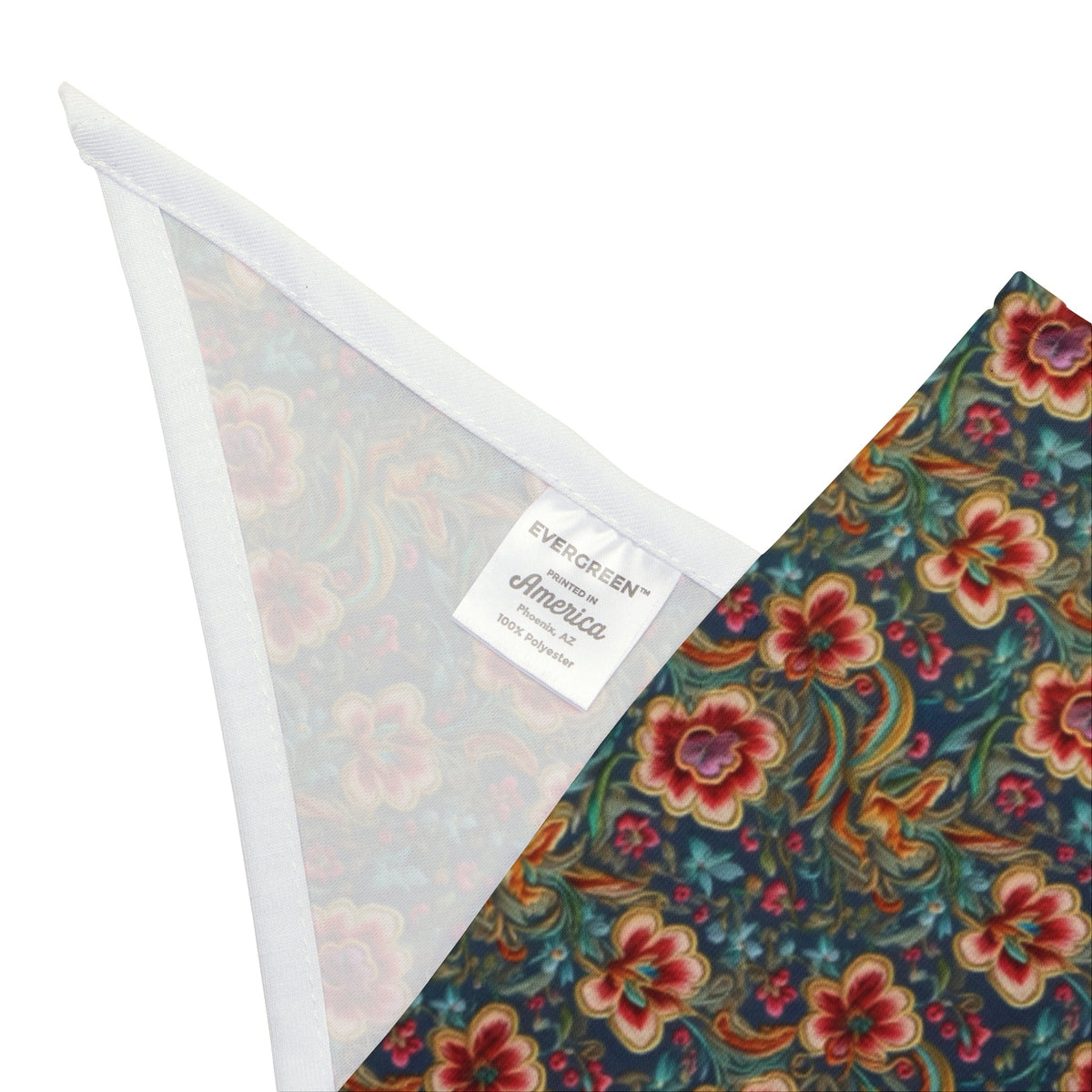 Crimson Blossoms on Teal Vintage Brocade Pattern - Pet Bandana Pet Zen