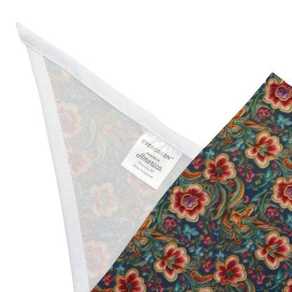 Crimson Blossoms on Teal Vintage Brocade Pattern - Pet Bandana Pet Zen