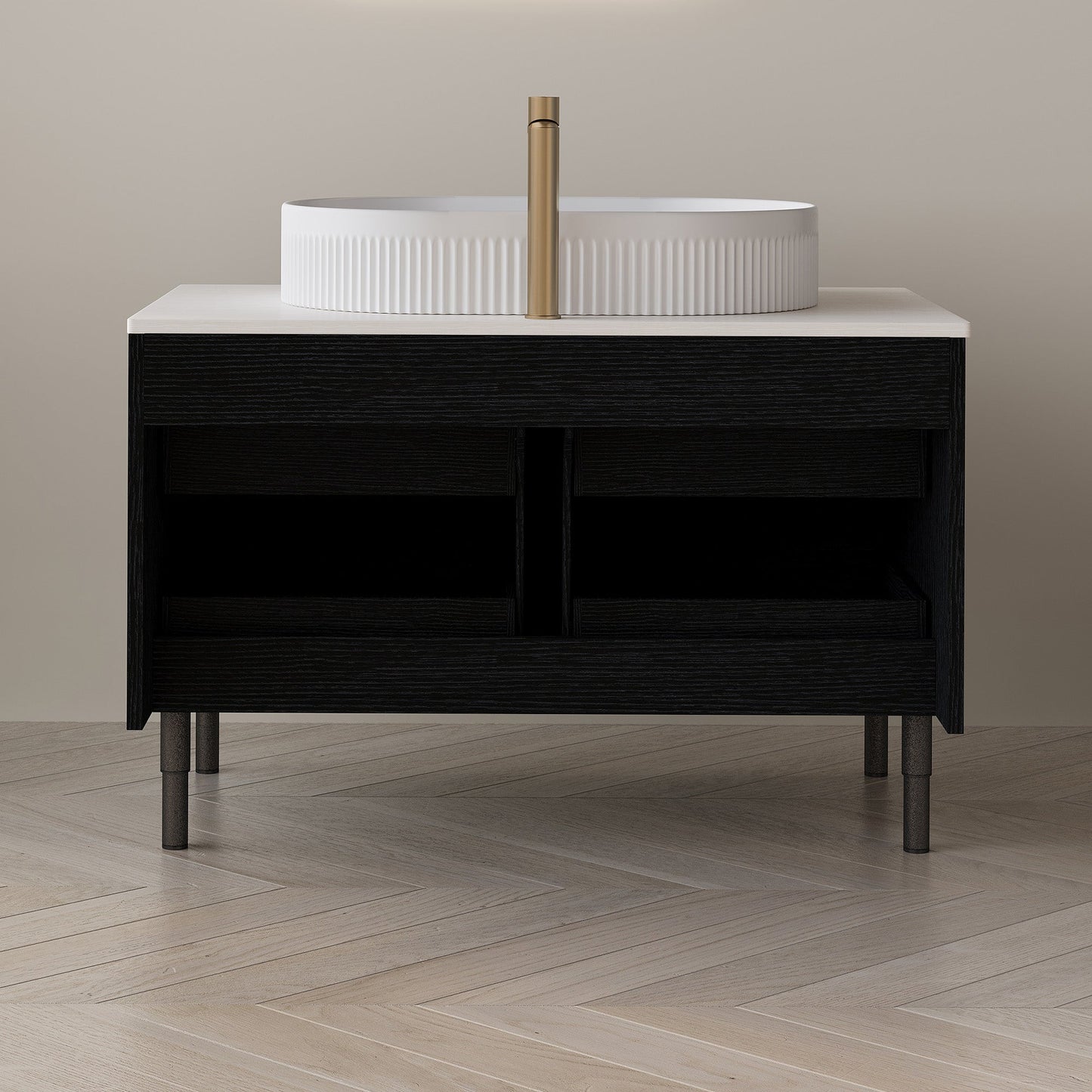 36 Inch Bathroom Vanity with Ceramic Integrated Sink & Soft-Close Drawers
