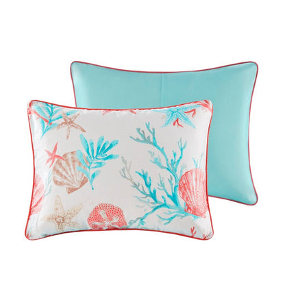 7 Piece Cotton Sateen Comforter Set Coral King