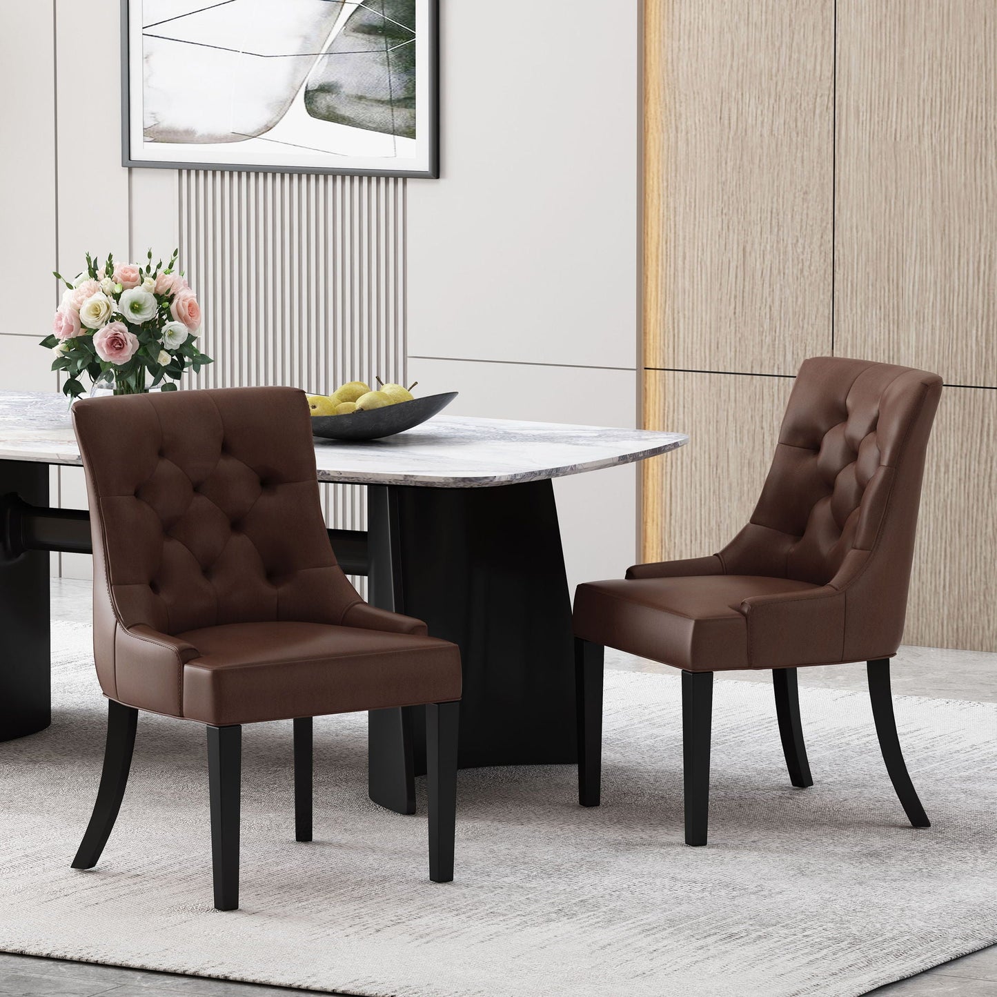 Cheney Contemporary Dining Chair Tufted Upholstery (Set of 2)