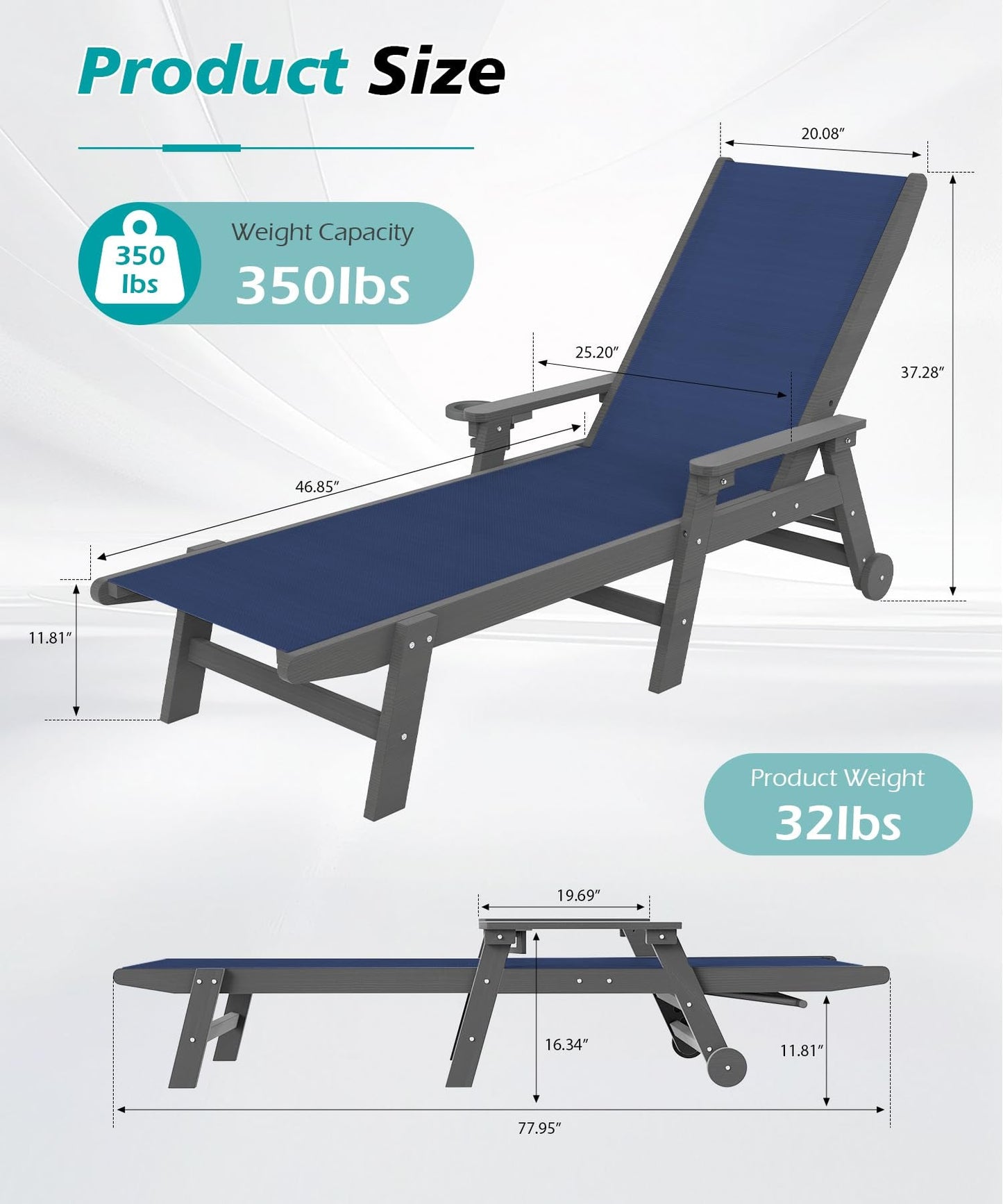 Outdoor Pool Lounge Chairs Set of 2