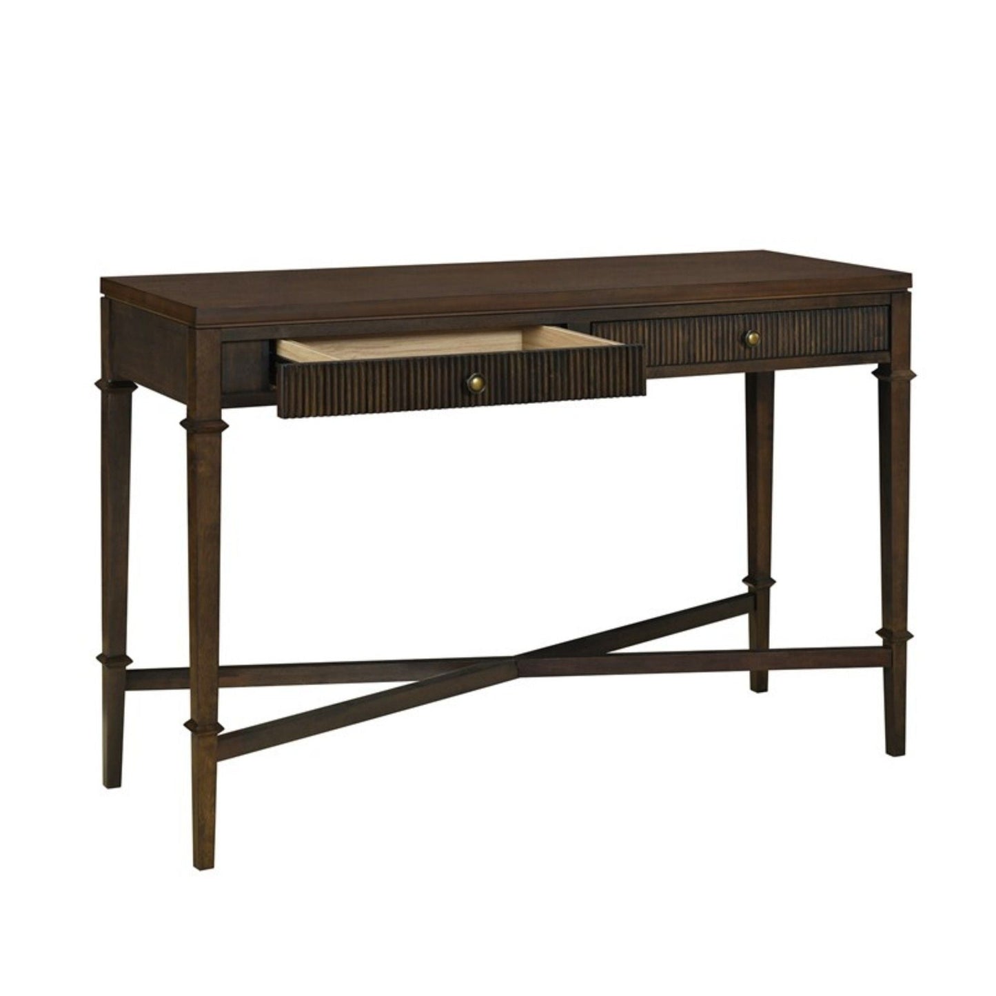 Fluted 2 Drawer Storage Console Table - Brown