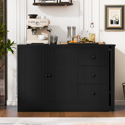 U Style 89.7'' Wooden Sideboard with Extendable Table