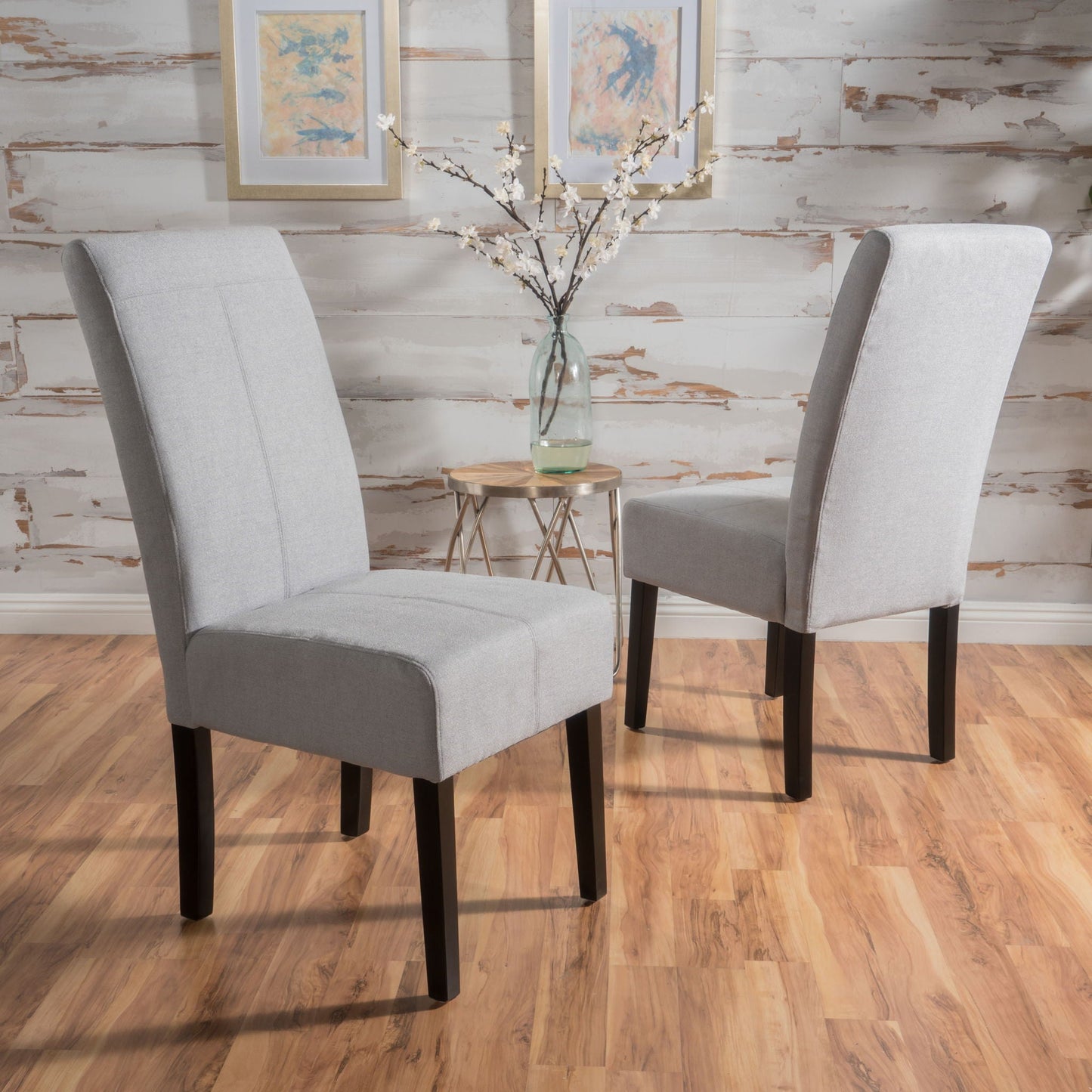 Amaranthine Upholstered Dining Chair With High Back And Wood Legs (Set of 2) - Light Gray