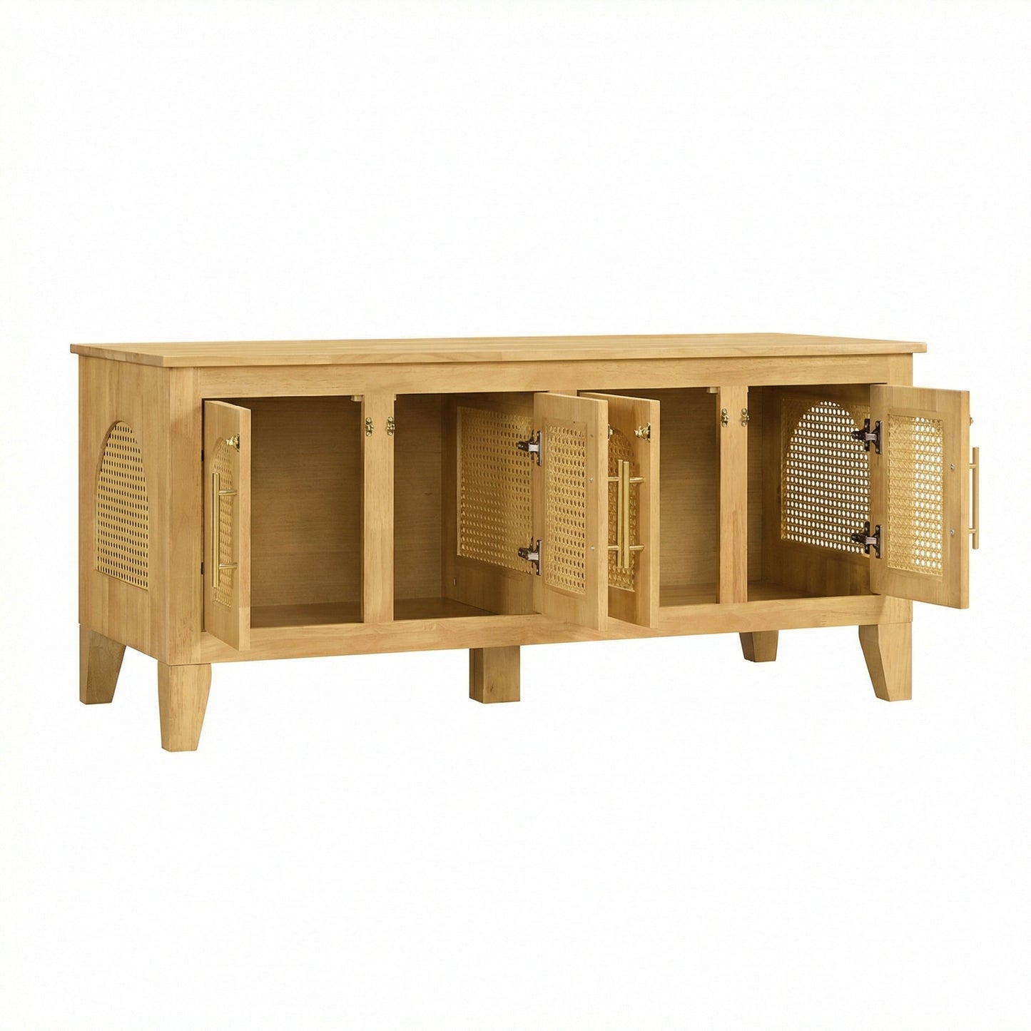 Lars Indoor Rattan Decorated Rubber Wood Dog Crate Cabinet