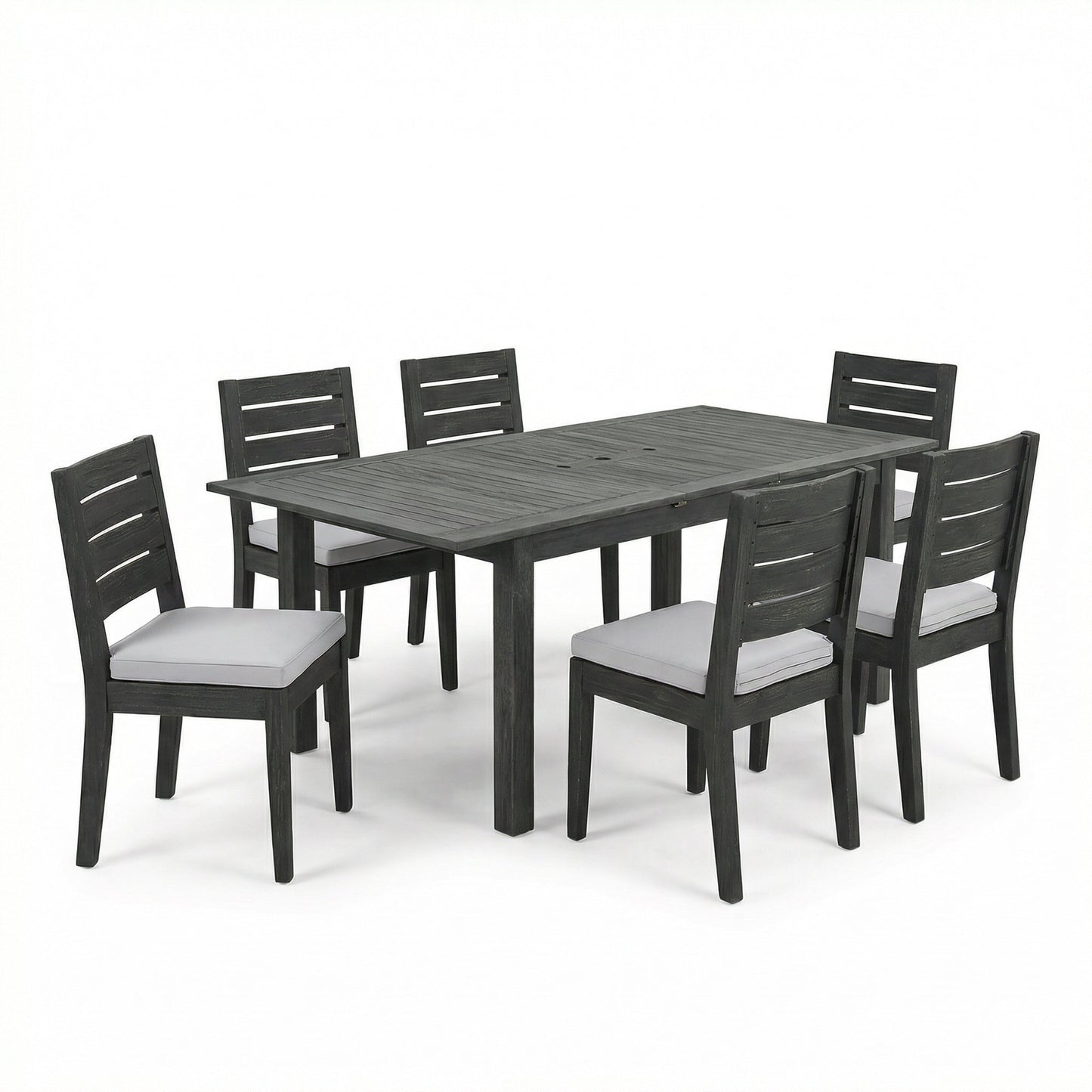 7-Piece Outdoor Dining Set with Extendable Acacia Wood Table