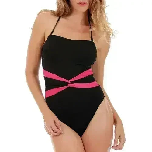 InstantFigure Contrast Twist Front One Piece Swimsuit 13559P