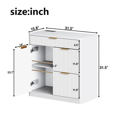 Freestanding Office File Cabinet with Built-in Charging Station