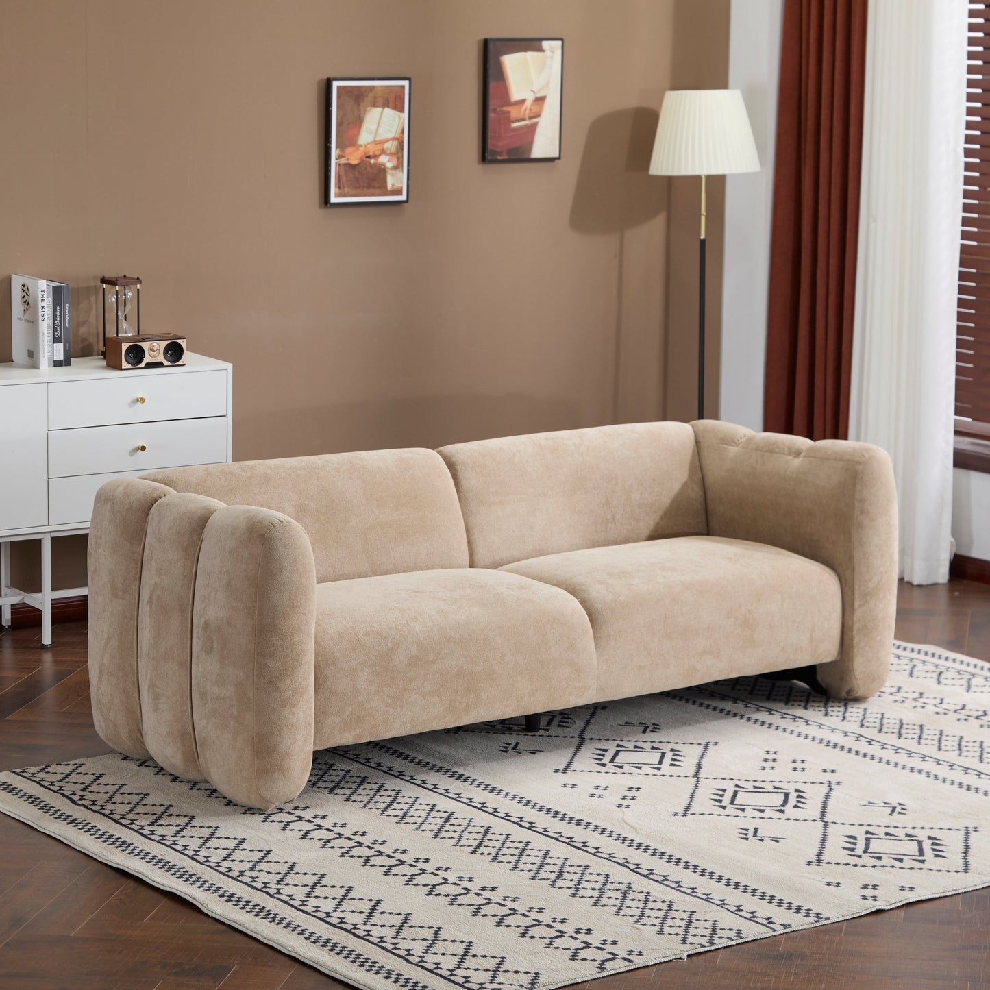 Tonson 83" 3-Seater Velvet Sofa, Wave Design