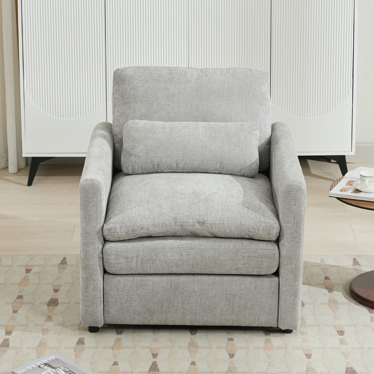 Cozy Upholstered Cushion Armchair For Living Room