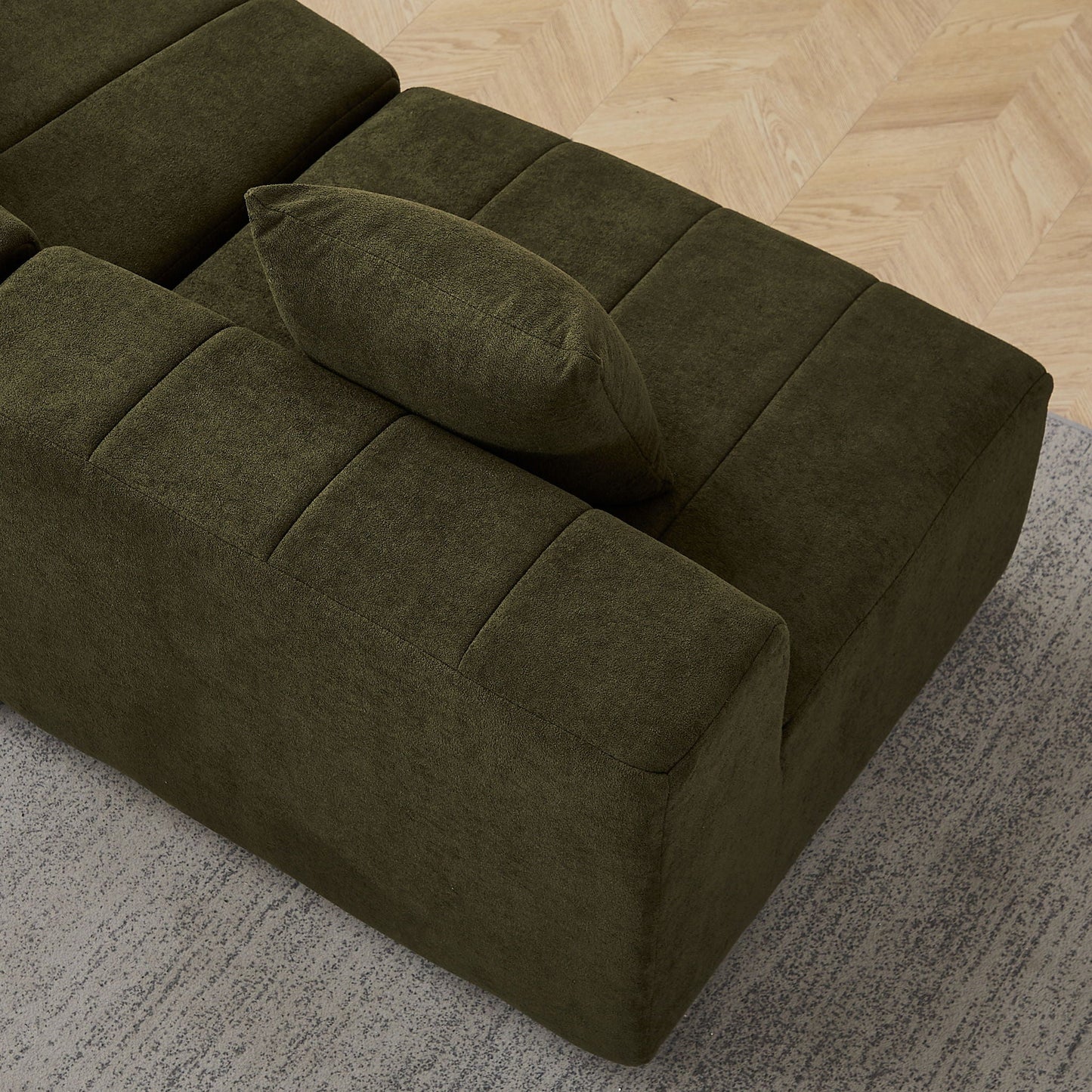 Modular Sectional Sofa With 2 Pillows, Symmetrical Design