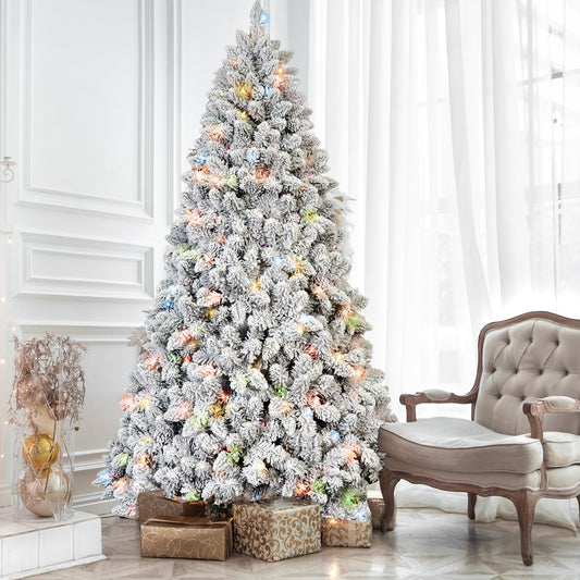 5FT Flocked Christmas Tree with 300 Colorful UL Lights