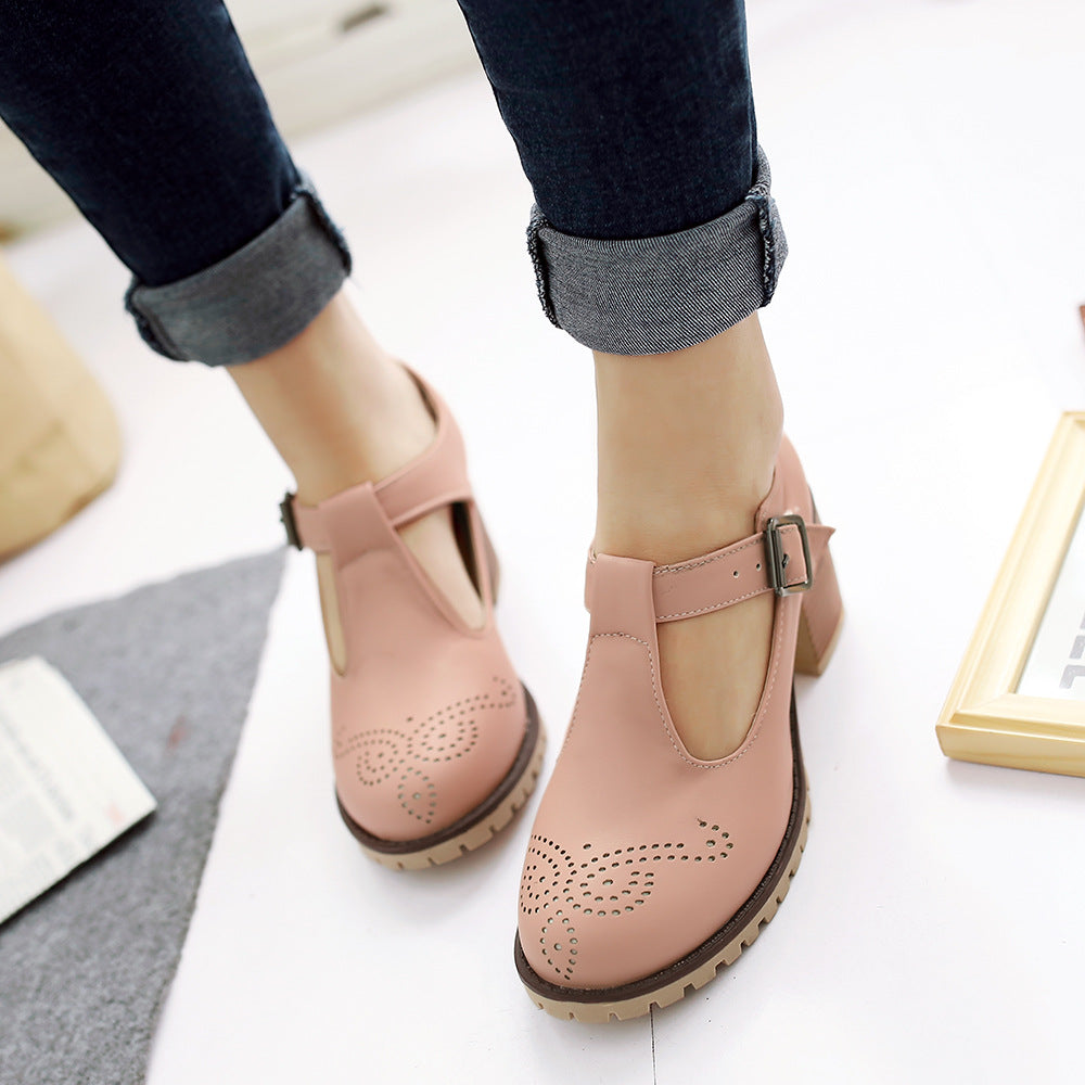Foreign Trade Export Cross-Border Chunky-Heel British-Style Pumps