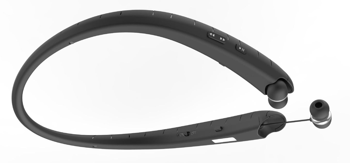 Sports Bluetooth Neckband Headphones with Retractable Wire for Handsfree Calls and Stereo Sound
