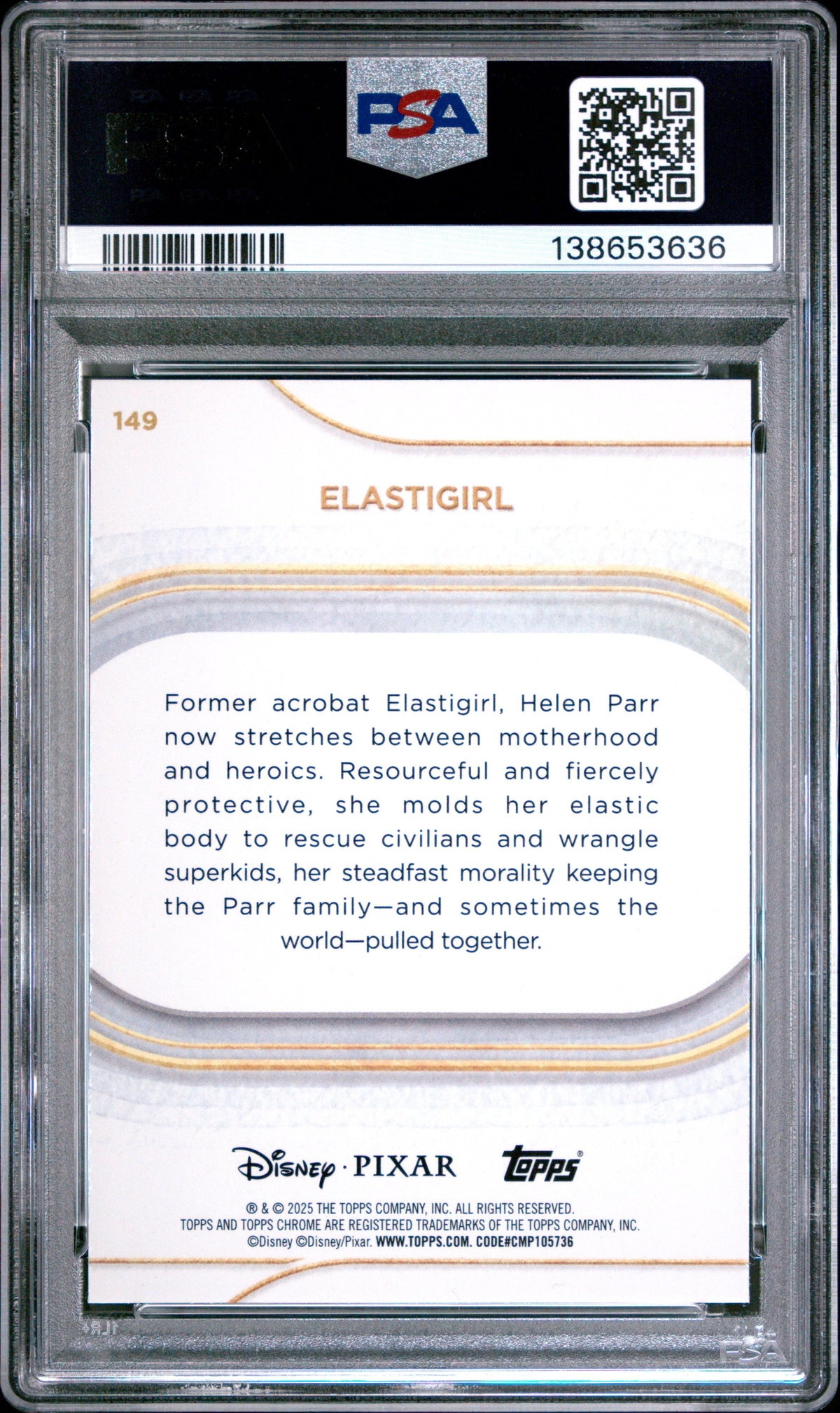 Graded 2025 Topps Chrome Disney Elastigirl #149 Yellow Mini Diamonds The Incredibles Mrs. Incredible Trading Card PSA 10 Gem Mint