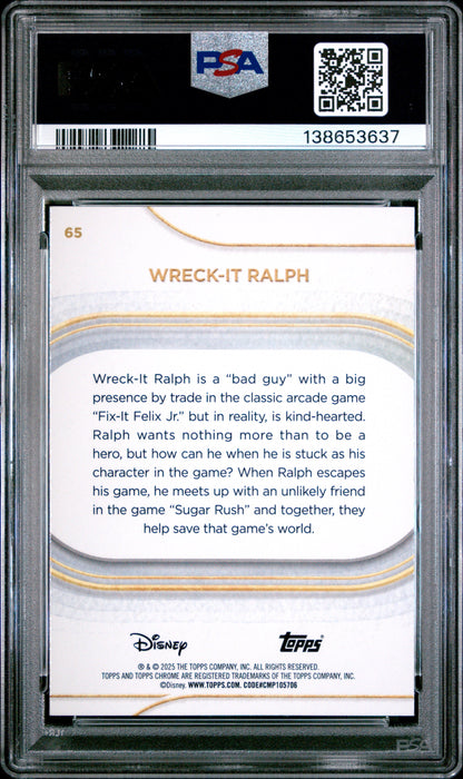 Graded 2025 Topps Chrome Disney Wreck-It Ralph #65 Blue Mini Diamonds #/150 Trading Card PSA 10 Gem Mint