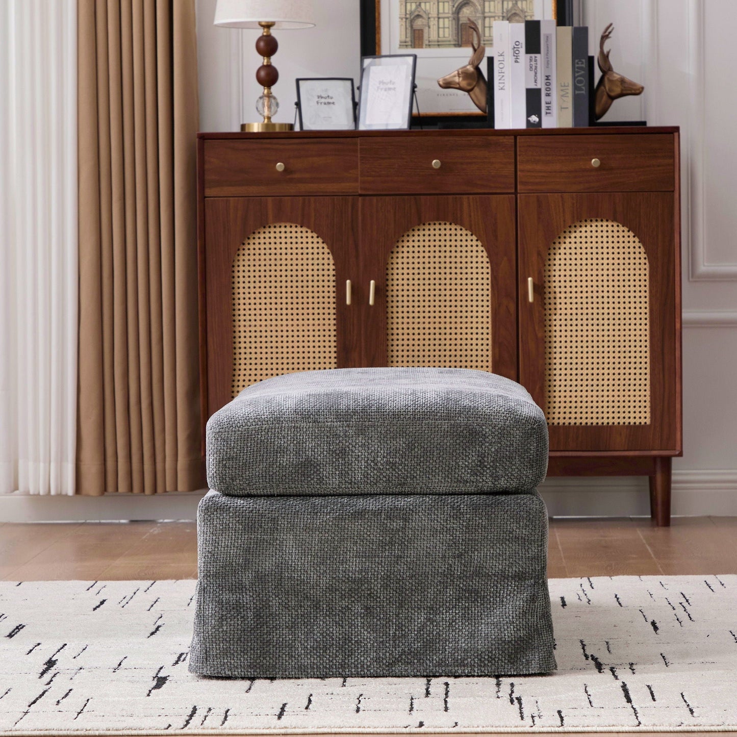 Ottoman Foot Stool With Metal Legs