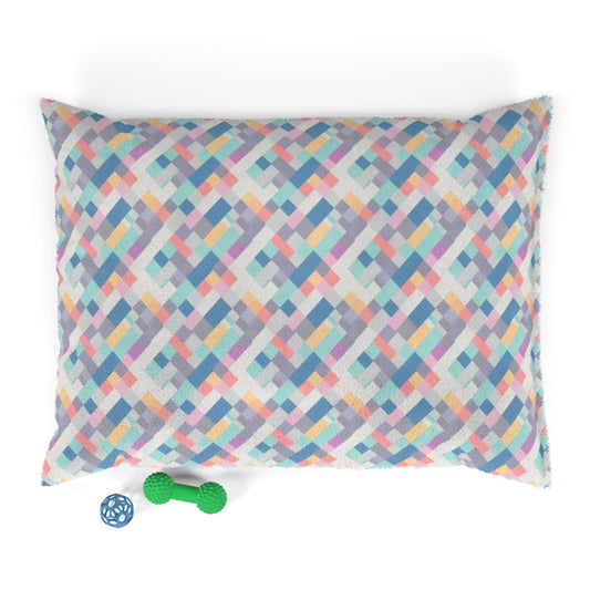 Pastel Pixel Weave in Diagonal Harmony - Pet Bed Pet Zen
