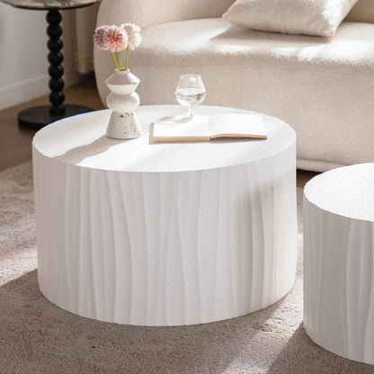 Nesting Coffee Table Set of 2 Round Wooden Tables