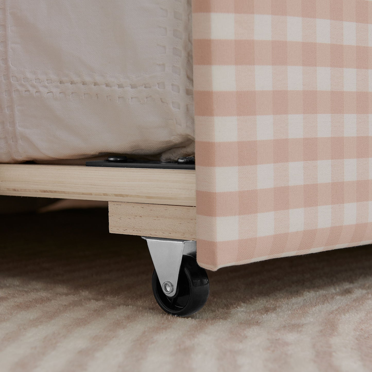 Gingham Daybed With USB Charging Port, Wave Shaped Design