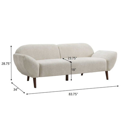 Cloud Haven Curved 3 Seater Modern Upholstered Chenille Sofa